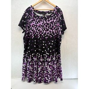 Women's‎ Avenue Plus Size Size 30/32 Dress Geometric Pattern Fit n Flare Blk